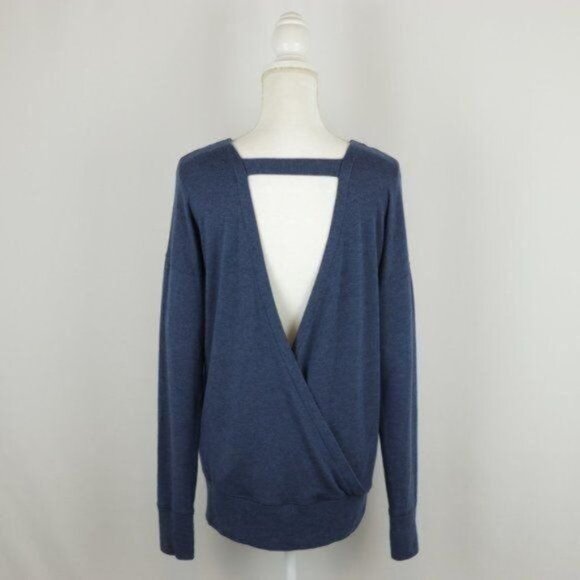 Athleta Women's Small Blue Scoop Neck V-Back Tunic Length Activewear Sweatshirt - Picture 3 of 8